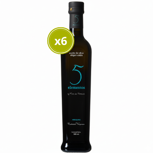 AOVE 5 Elementos Arbequina 6x500ml - Finca la Pontezuela - Comprar aceite de oliva virgen extra