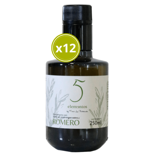 5 Elementos Romero 12x250 ml - Condimento de Aceite de Olvia Virgen Extra con Romero