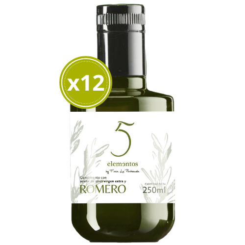 5 Elementos Romero 12x250 ml - Condimento de Aceite de Olvia Virgen Extra con Romero