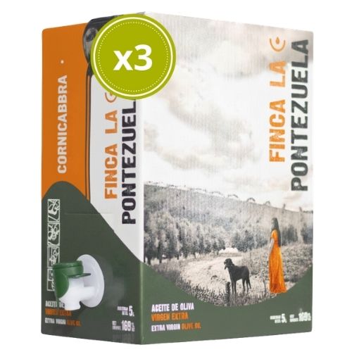 Aceite de Oliva Virgen Extra Cornicabra Bag in Box 3 L - Finca La Pontezuela - Garrafa Aceite de Oliva Virgen Extra 3L - DOP Montes de Toledo